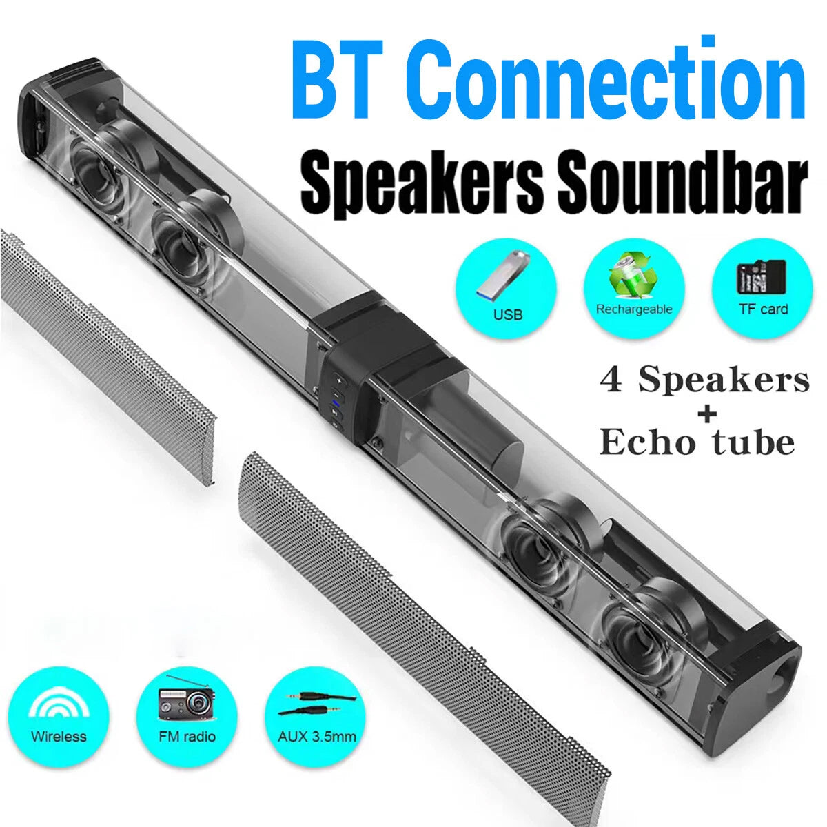 BariSovix 4-Speaker Surround Soundbar with Subwoofer