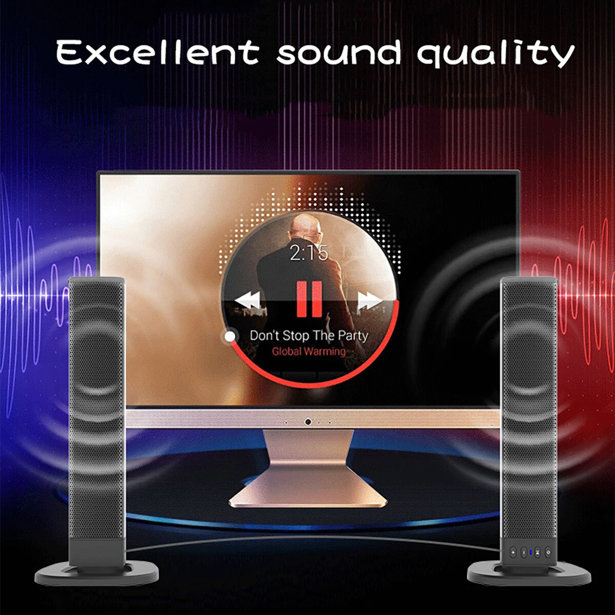 BariSovix 4-Speaker Surround Soundbar with Subwoofer