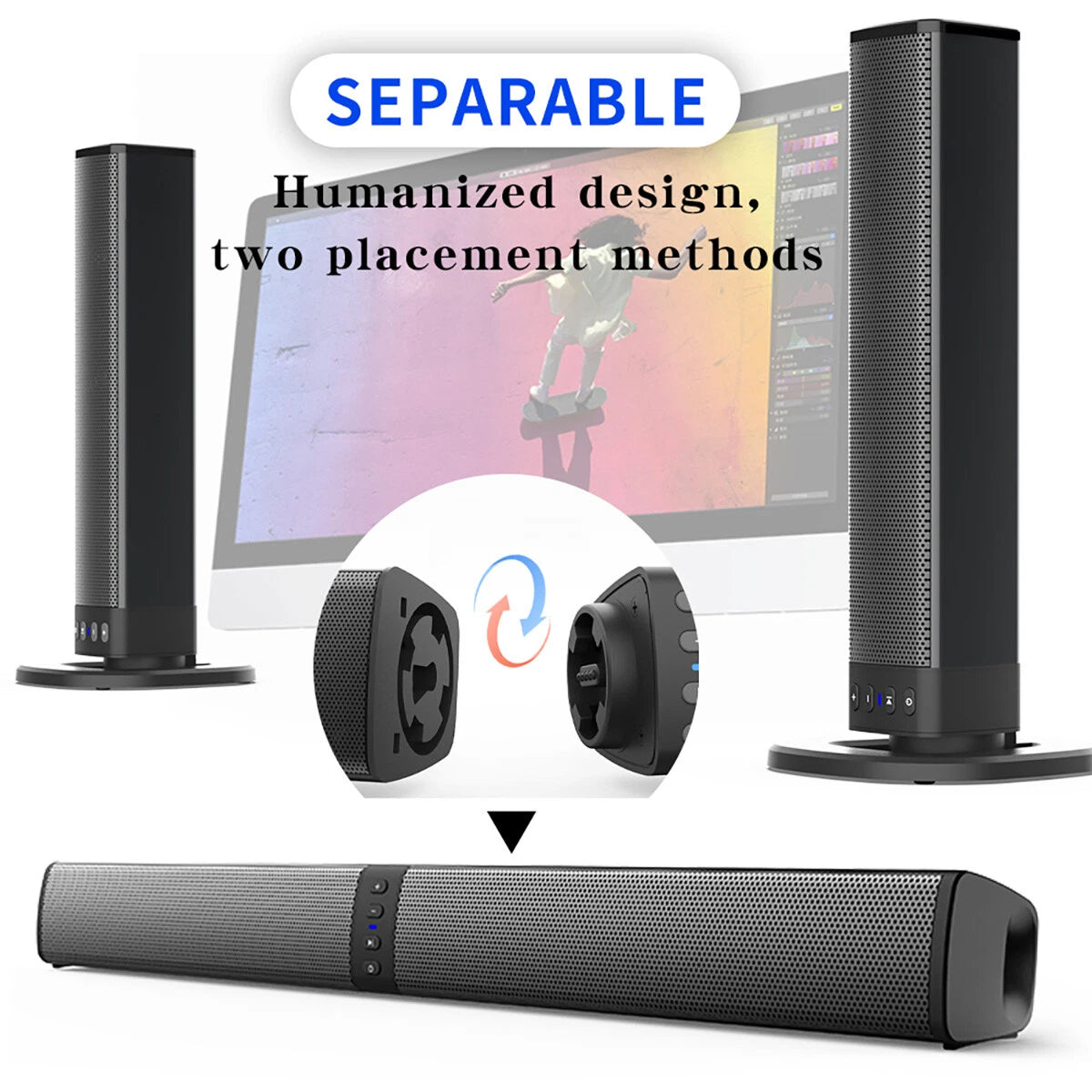 BariSovix 4-Speaker Surround Soundbar with Subwoofer