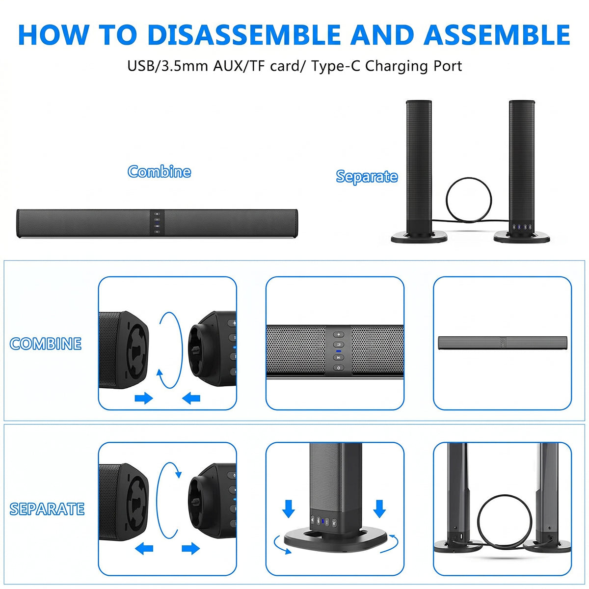 BariSovix 4-Speaker Surround Soundbar with Subwoofer