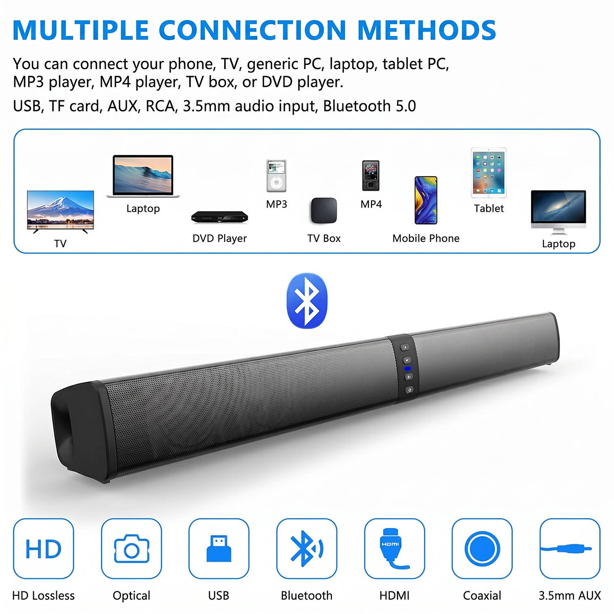 BariSovix 4-Speaker Surround Soundbar with Subwoofer