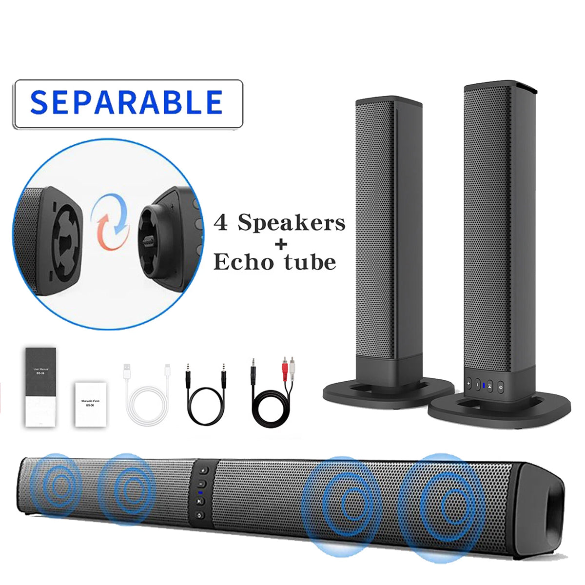BariSovix 4-Speaker Surround Soundbar with Subwoofer