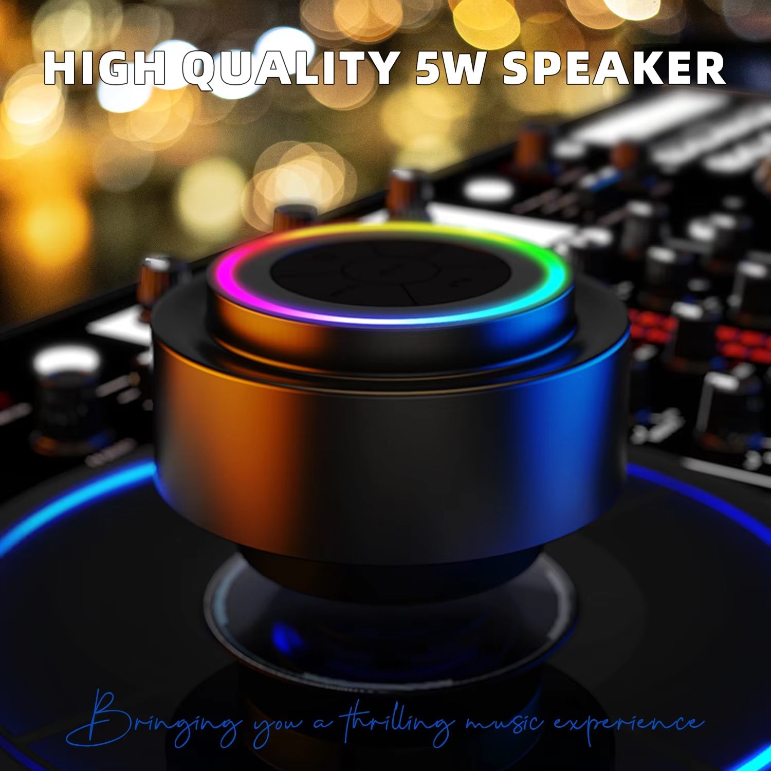 Title: BathMuci IP67 Waterproof Shower Speaker - TWS Stereo Sound, Detachable Suction Cup, RGB LED Lights