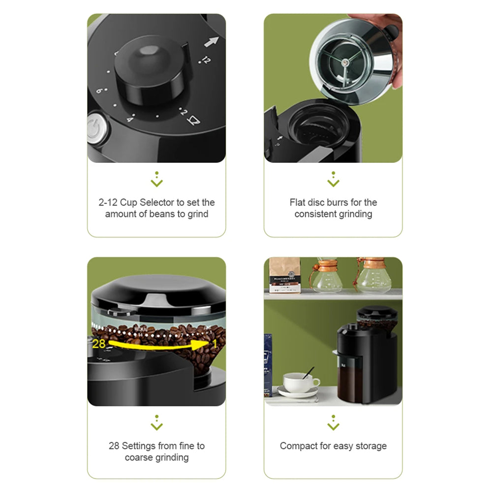 BeaniGrix Coffee Bean Grinder With 28 Precision Settings