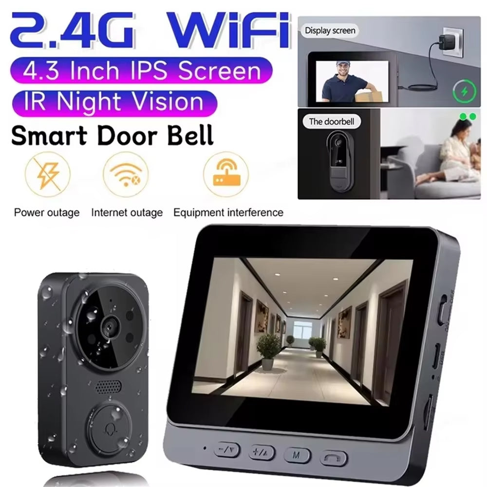 EntryCiz Smart Doorbell Camera with 4.3 Inch HD Monitor