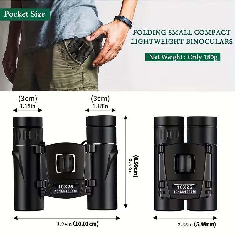 BiniClaxi 10x25 Compact Binoculars with Smartphone Adapter