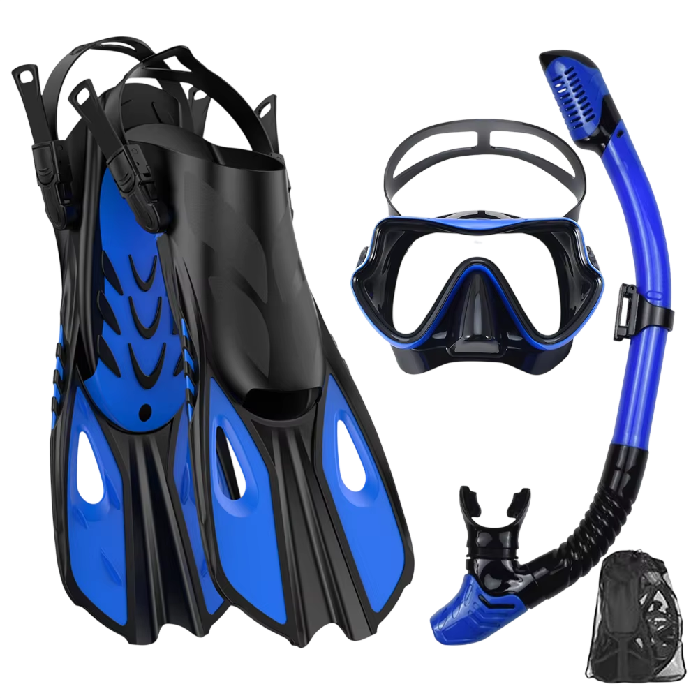 BlicMask 3-in-1 Snorkeling Set with Anti-Fog Mask and Fins