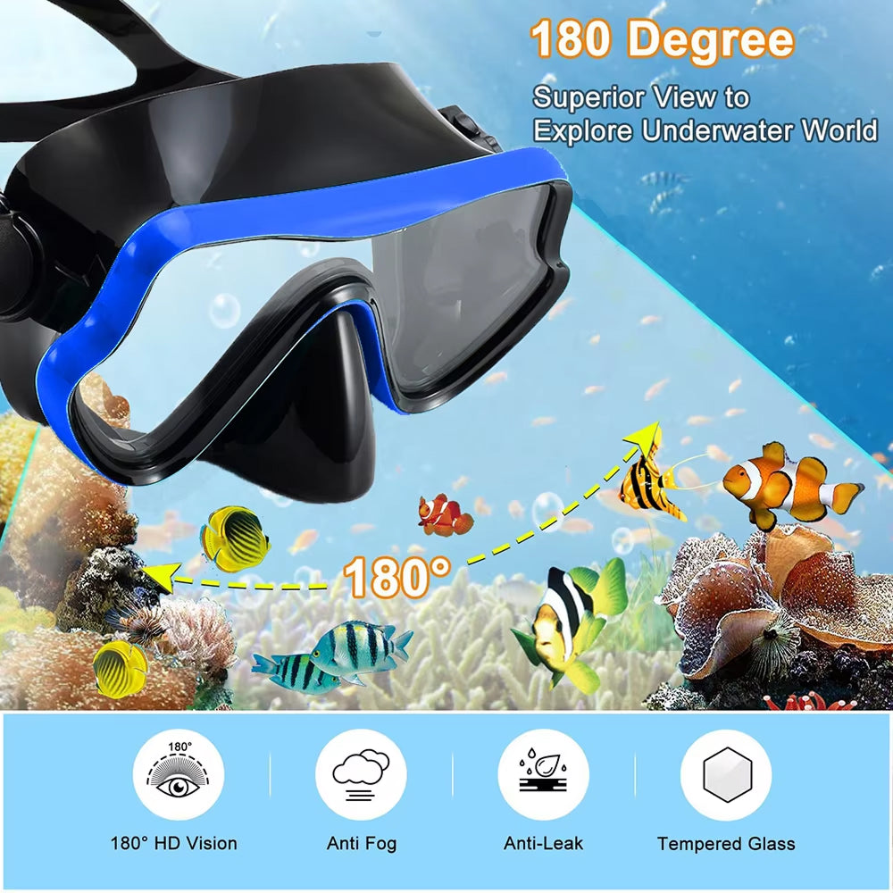 BlicMask 3-in-1 Snorkeling Set with Anti-Fog Mask and Fins