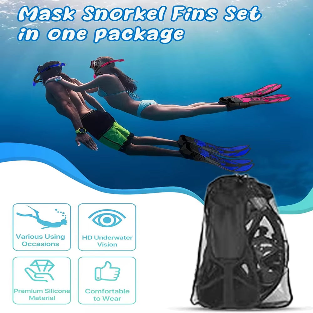 BlicMask 3-in-1 Snorkeling Set with Anti-Fog Mask and Fins