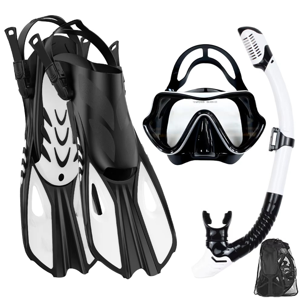 BlicMask 3-in-1 Snorkeling Set with Anti-Fog Mask and Fins