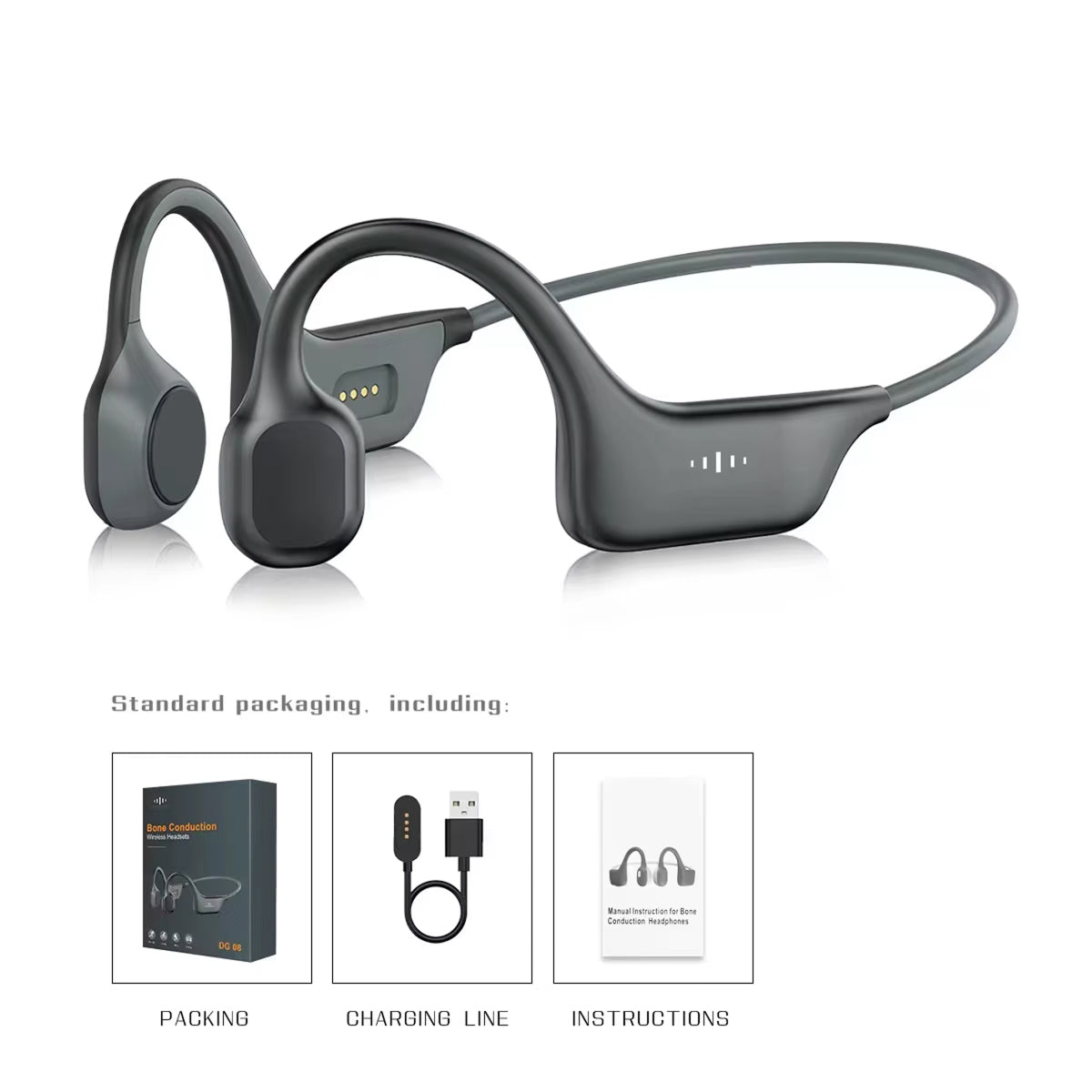 BociEarix Bone Conduction Headphones Bluetooth 5.0 IPX6 Waterproof 29g for Running and Cycling
