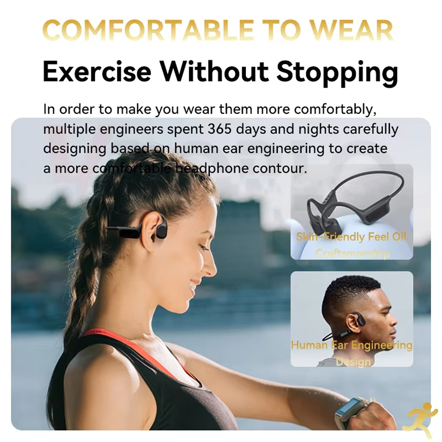 BoneOssi IPX8 Waterproof Swimming Headphones 32GB MP3 Bone Conduction Bluetooth 5.4