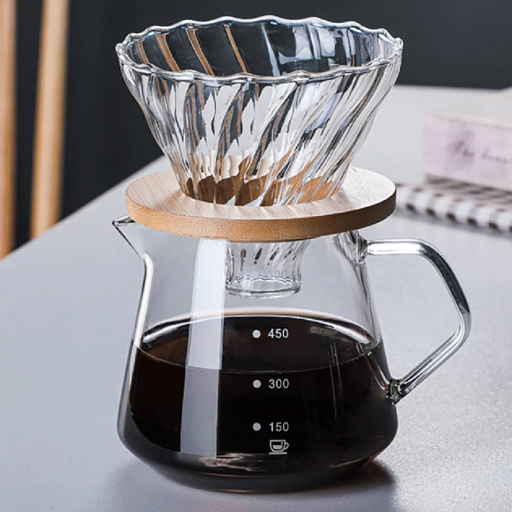 BrecoCup Borosilicate Glass Pour Over Coffee Maker Set