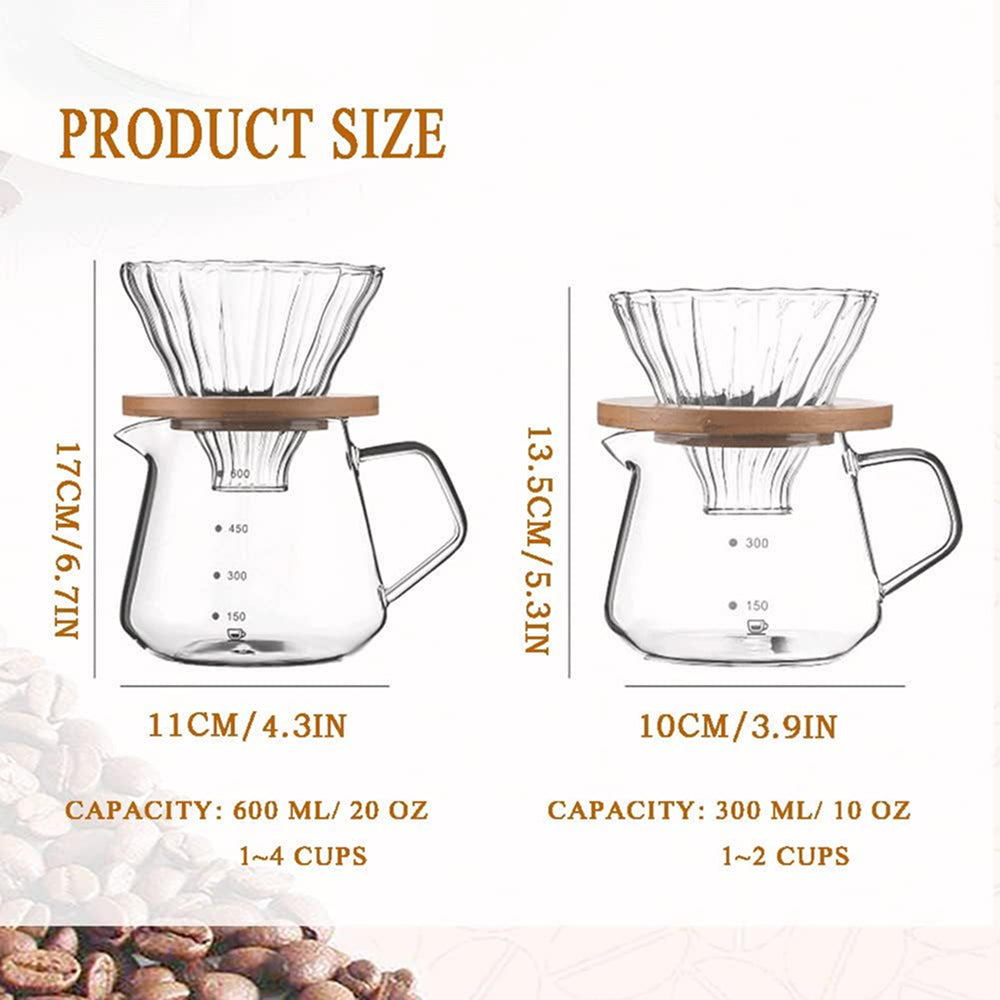 BrecoCup Borosilicate Glass Pour Over Coffee Maker Set