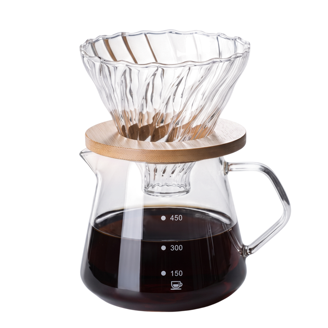 BrecoCup Borosilicate Glass Pour Over Coffee Maker Set