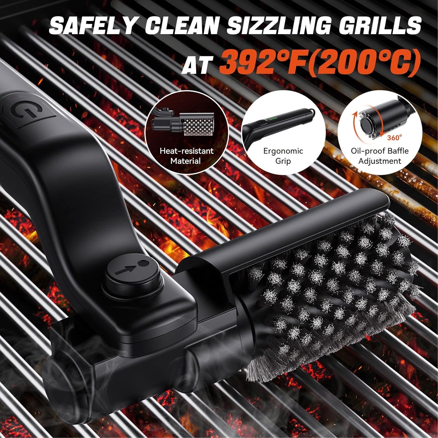 BruxMixi Electric Grill Brush - Motorized 3-Speed BBQ Scrubber