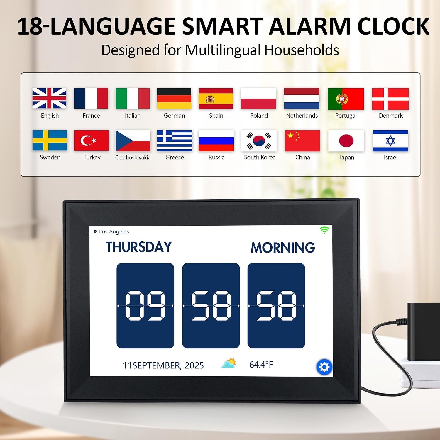 Digital Calendar 10.1-Inch Day Clock for Seniors Medication Alarm