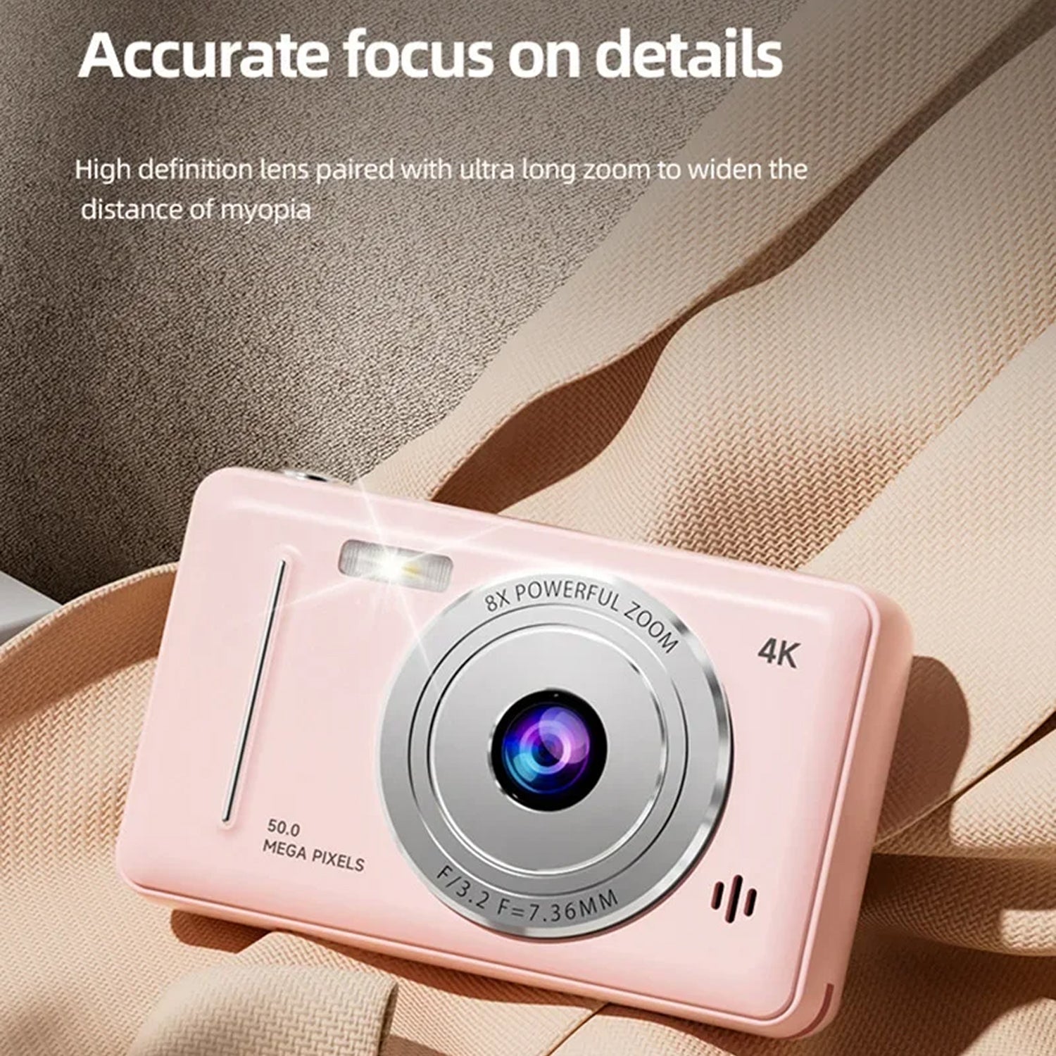 CamTipco 50MP Digital Camera 4K UHD 8X Zoom Compact Vlogging Cam with Anti-Shake