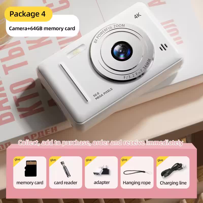 CamTipco 50MP Digital Camera 4K UHD 8X Zoom Compact Vlogging Cam with Anti-Shake