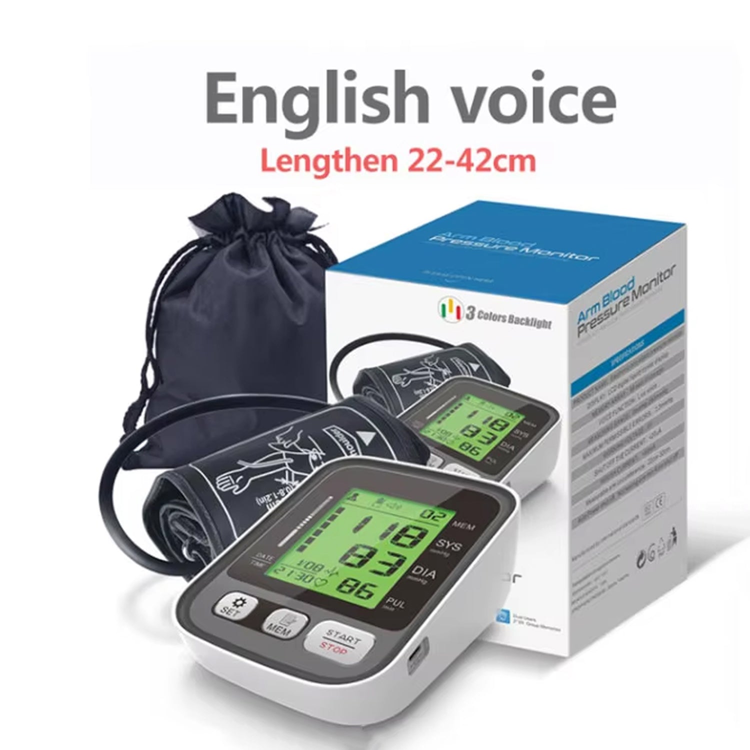 CareHelis Upper Arm Blood Pressure Monitor Clinical Accuracy Dual 99 Memory Voice Guidance