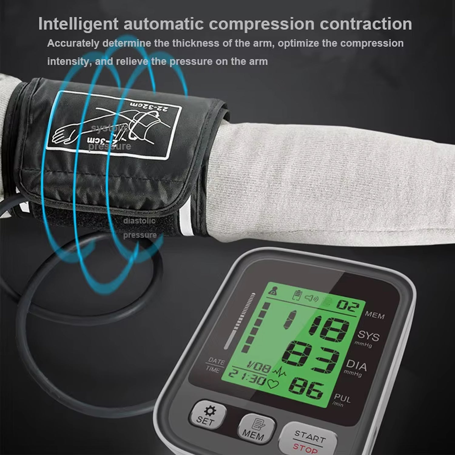 CareHelis Upper Arm Blood Pressure Monitor Clinical Accuracy Dual 99 Memory Voice Guidance