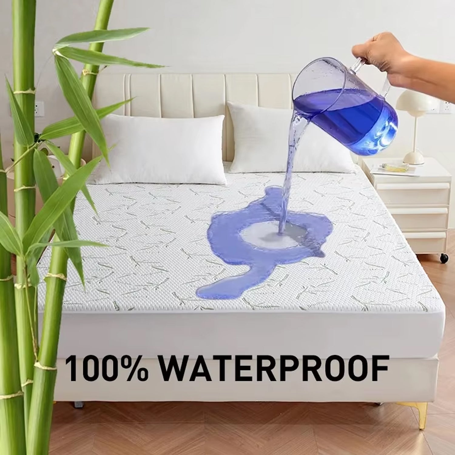 Chylozia Bamboo Cooling Sheets Waterproof Mattress Protector 360° Deep Pocket