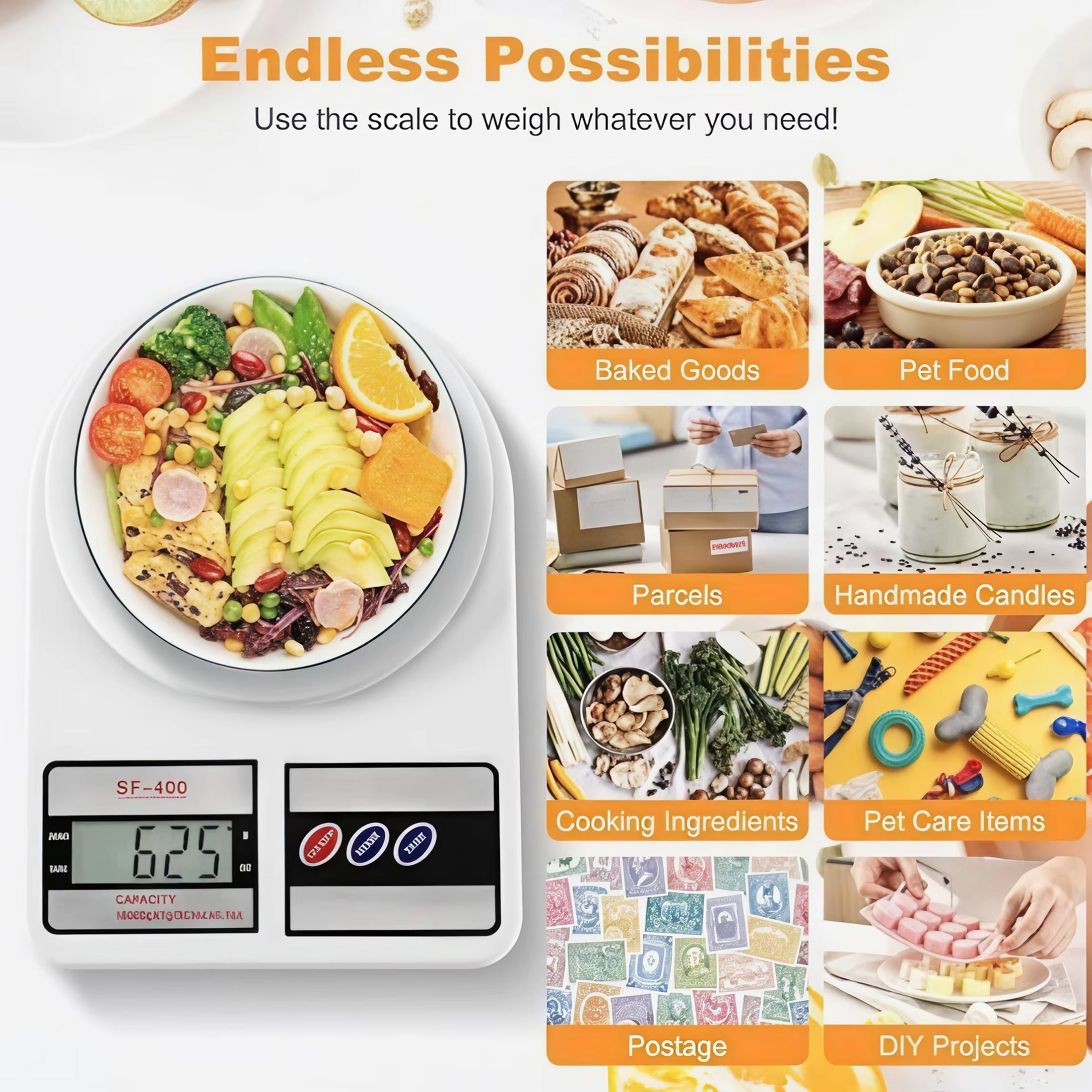 CifyMido Digital Kitchen Scale 22lb/10kg High Capacity 1g Precision with Stainless Steel Platform and TARE Function