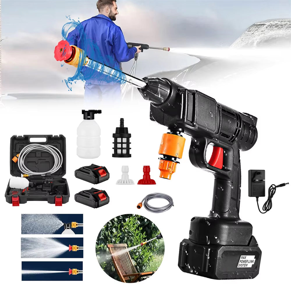 CinoAqua Cordless Pressure Washer 435 PSI 300W Brushless Motor with Dual 12000mAh Batteries