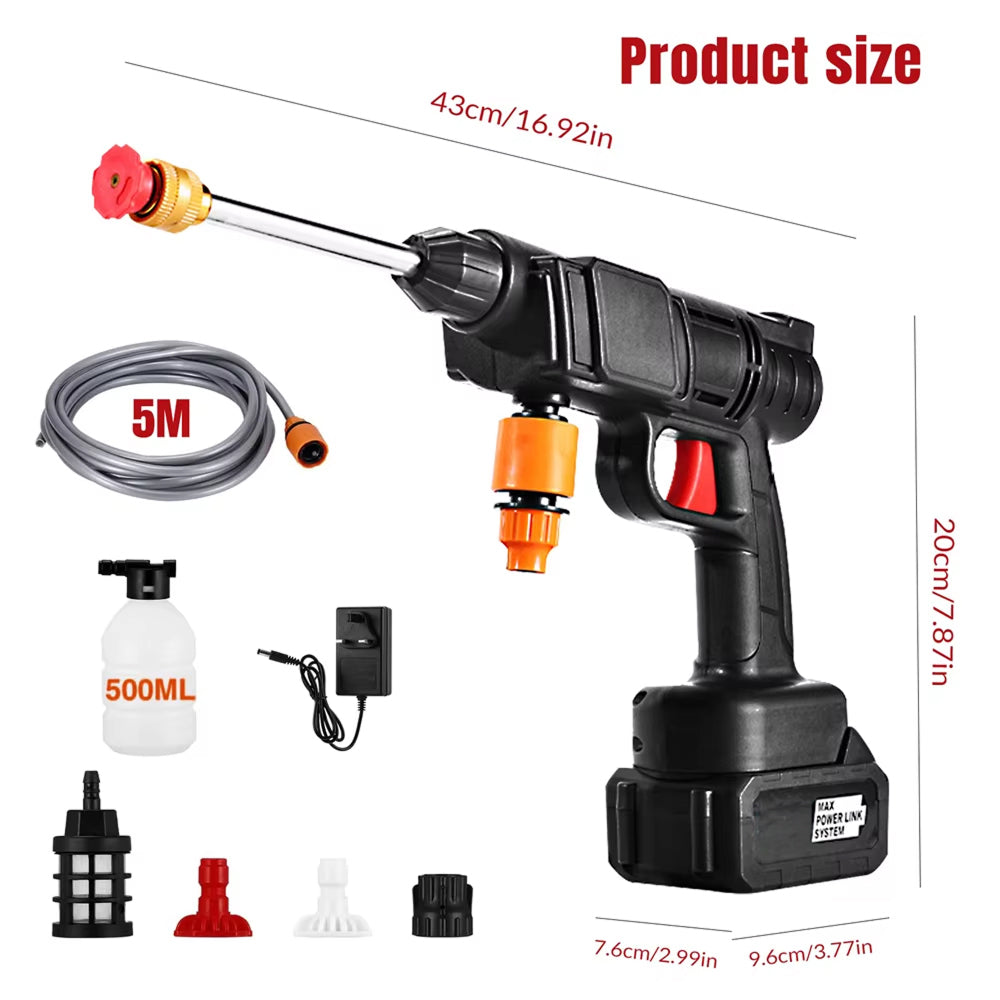 CinoAqua Cordless Pressure Washer 435 PSI 300W Brushless Motor with Dual 12000mAh Batteries