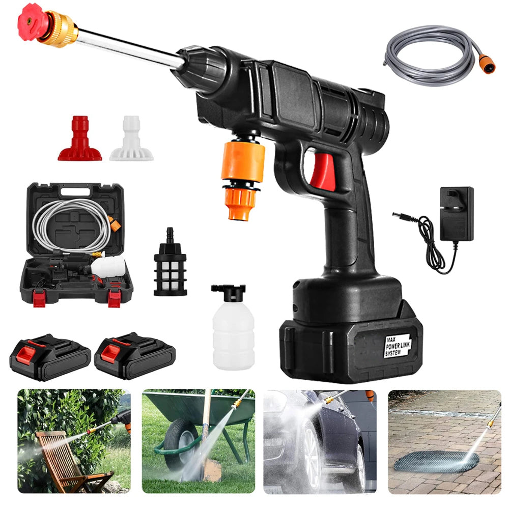 CinoAqua Cordless Pressure Washer 435 PSI 300W Brushless Motor with Dual 12000mAh Batteries