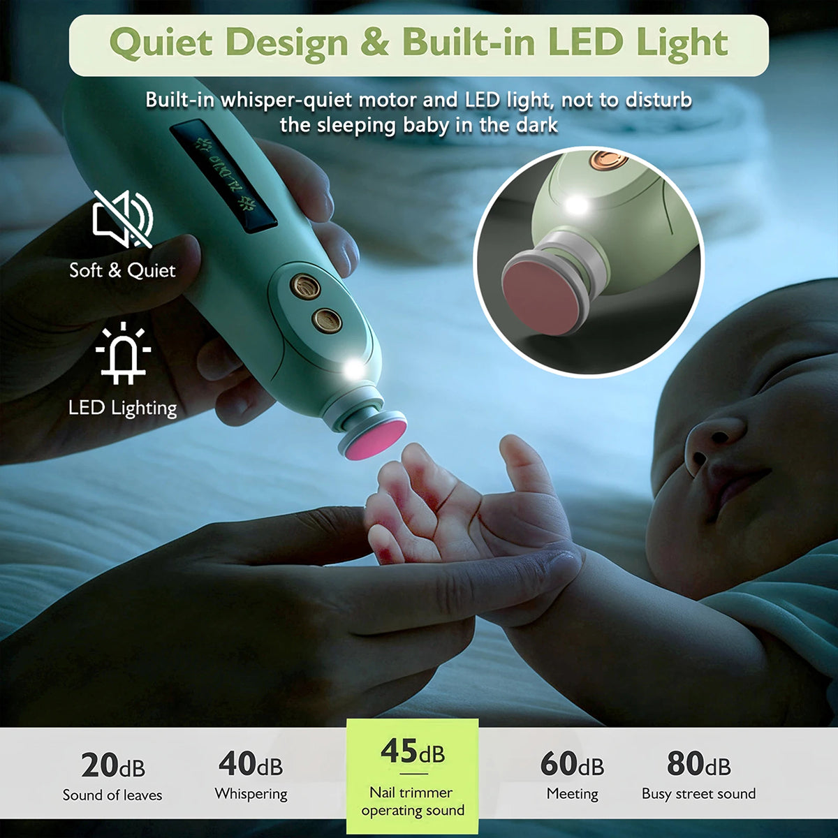 CinoDelp Safety Baby Nail Trimmer Electric File
