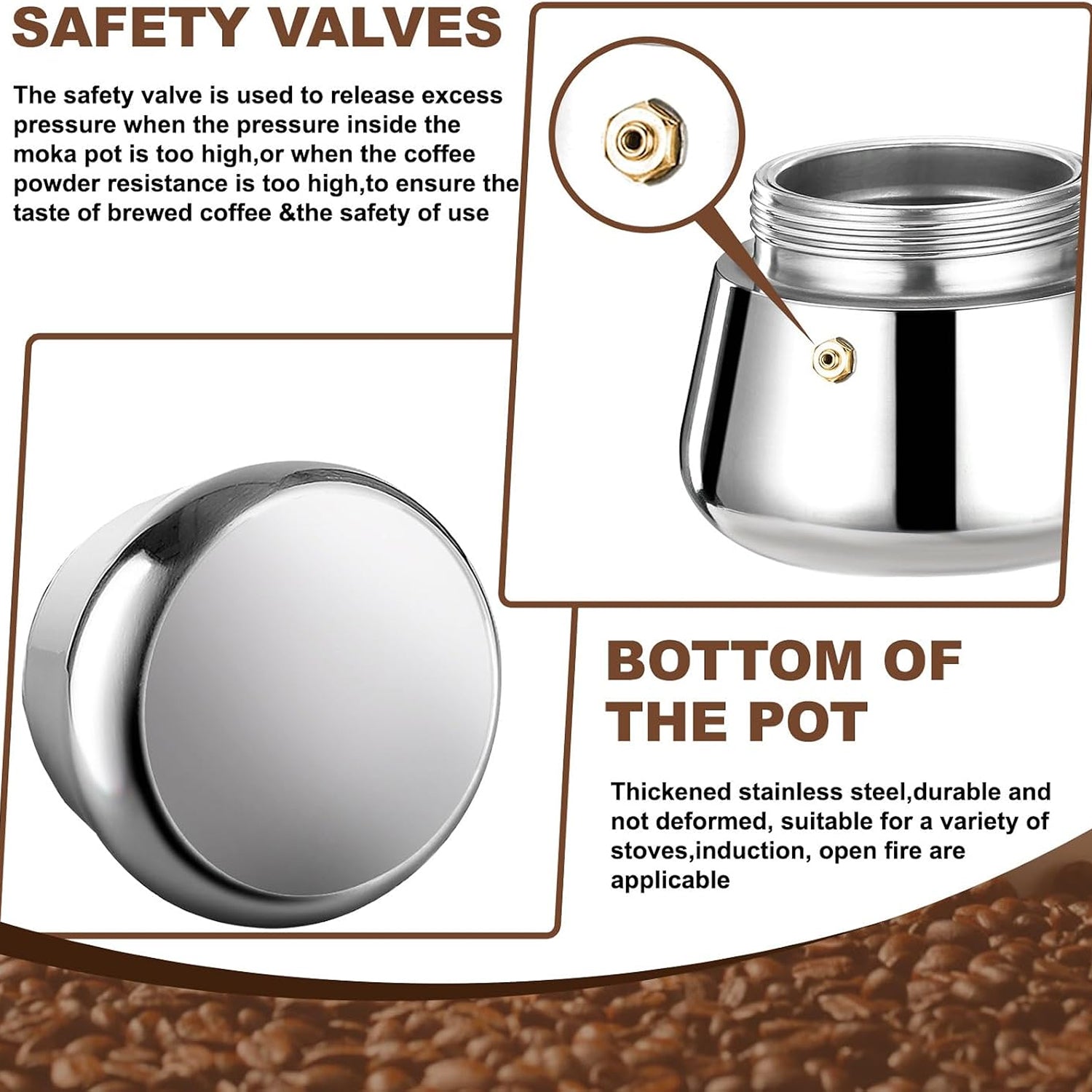 CipeFrot Stainless Steel Stovetop Moka Pot Percolator