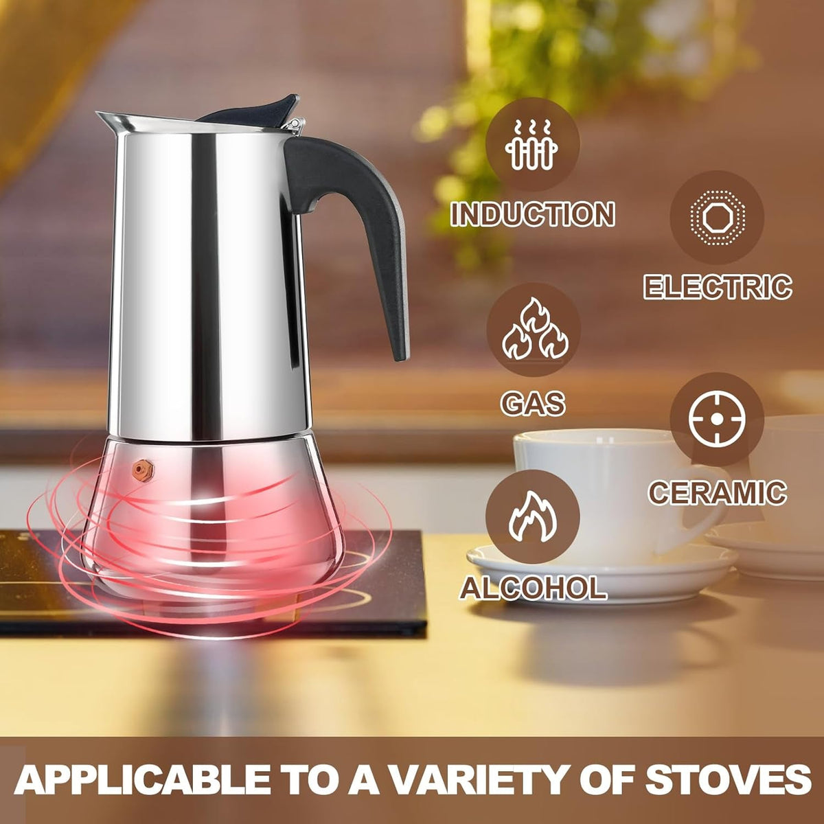 CipeFrot Stainless Steel Stovetop Moka Pot Percolator