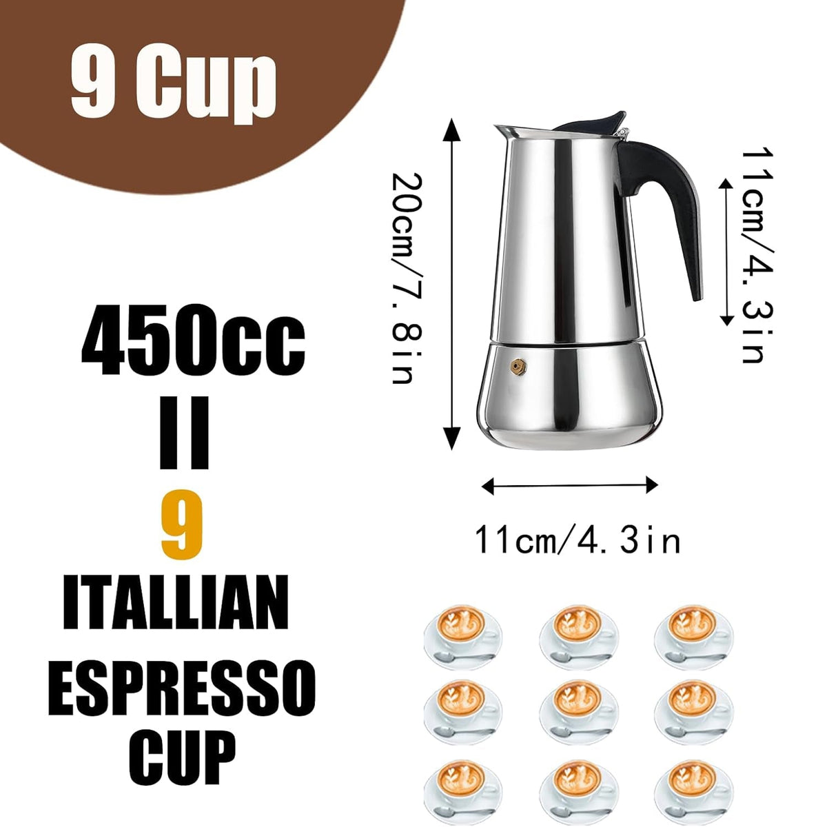 CipeFrot Stainless Steel Stovetop Moka Pot Percolator