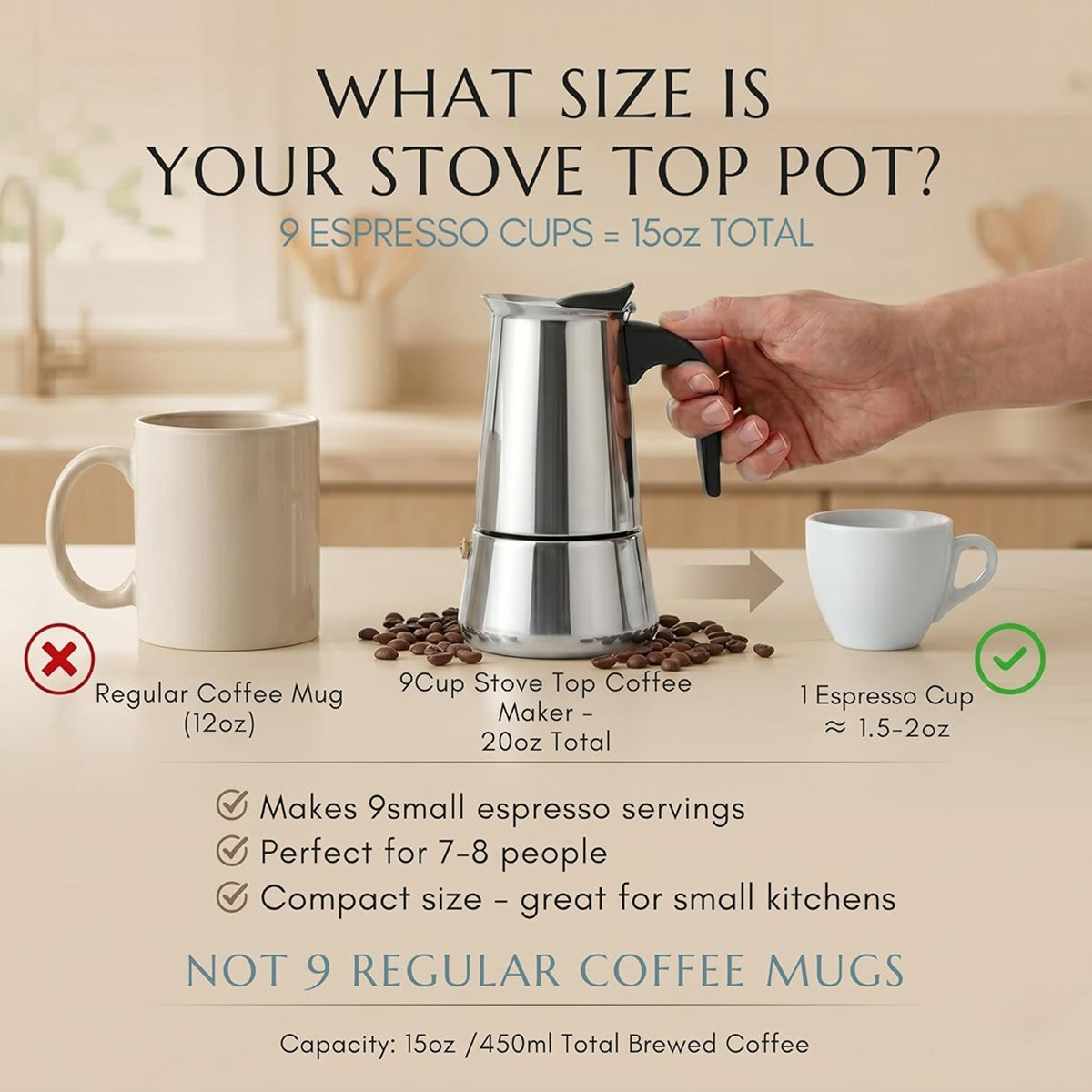 Stovetop Coffee Percolator - Stainless Steel Espresso & Coffee Maker for Home & Camping