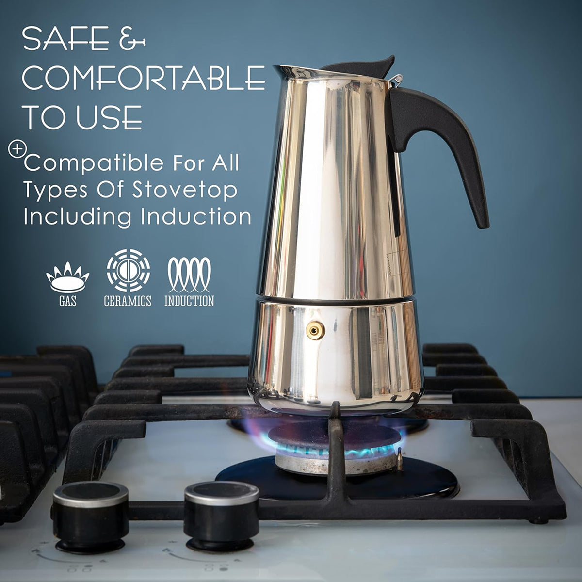 Stovetop Coffee Percolator - Stainless Steel Espresso & Coffee Maker for Home & Camping