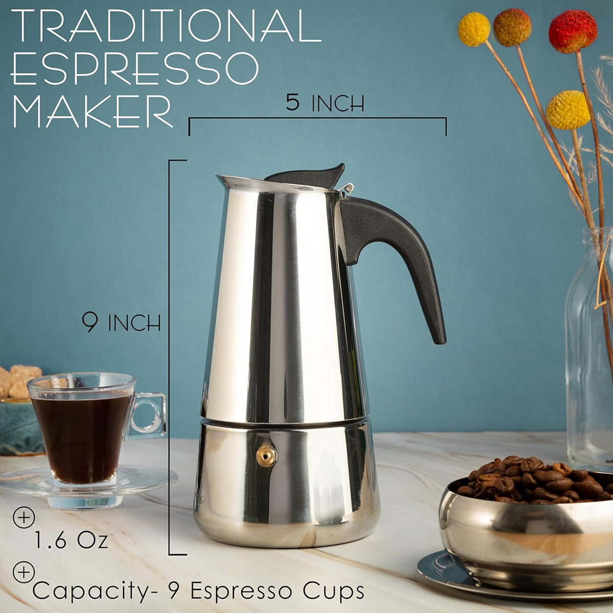 Stovetop Coffee Percolator - Stainless Steel Espresso & Coffee Maker for Home & Camping