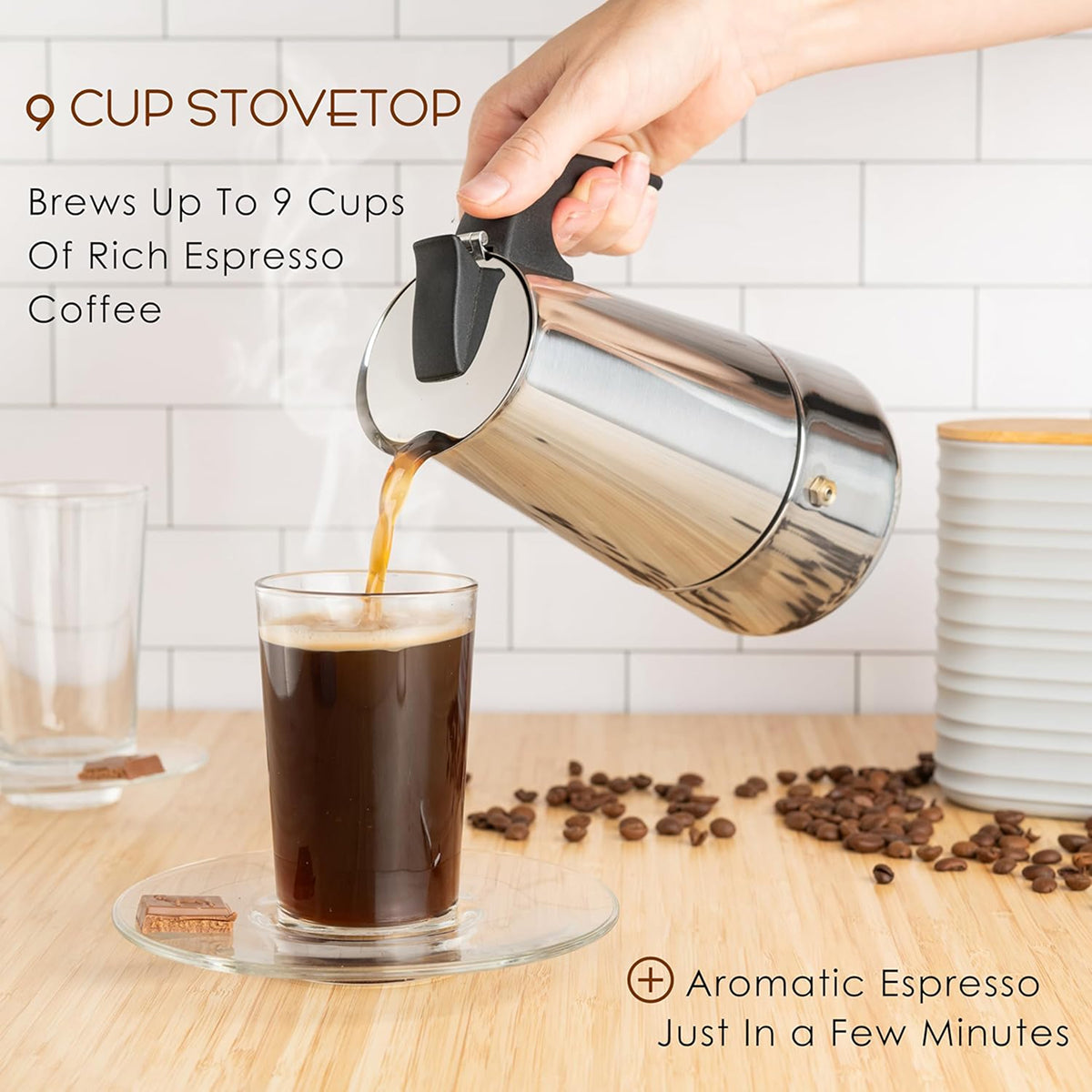 Stovetop Coffee Percolator - Stainless Steel Espresso & Coffee Maker for Home & Camping