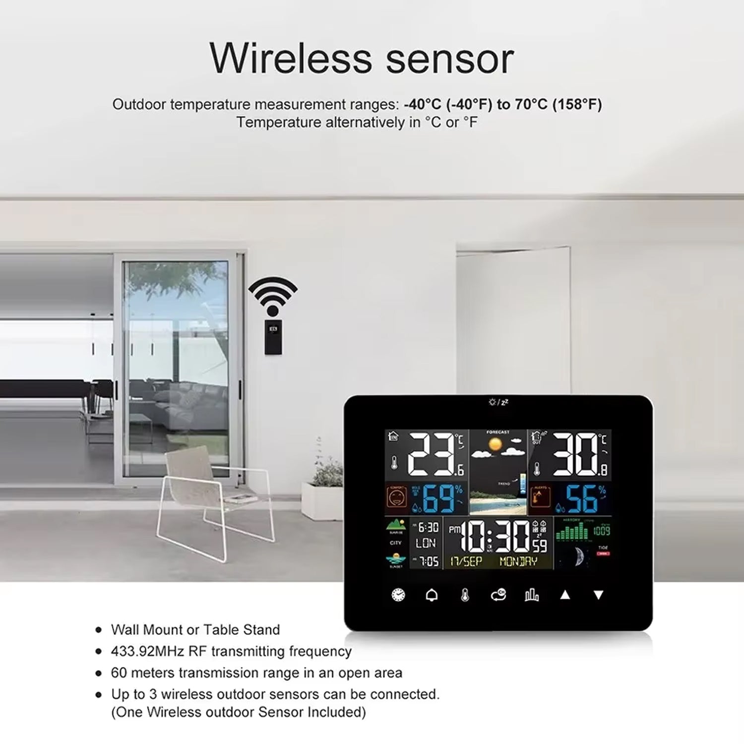 HixThemix Wireless Outdoor Thermometer with Humidity and Pressure