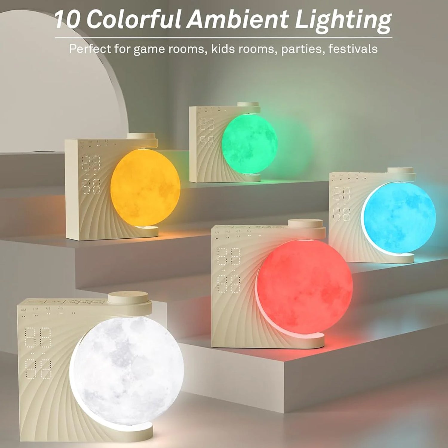 ClockOzi Sunrise Alarm Clock with 15 Nature Sounds and Moon Lamp