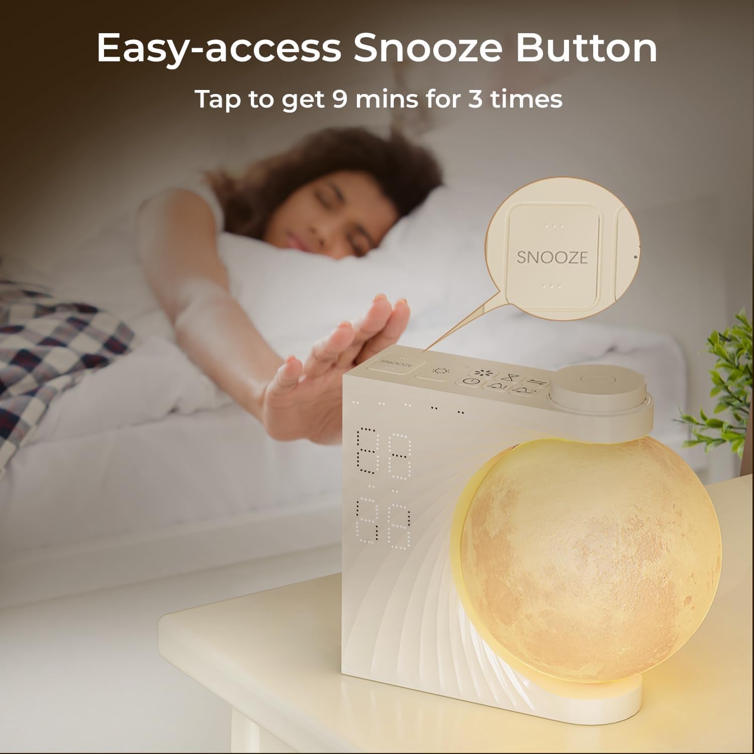 ClockOzi Sunrise Alarm Clock with 15 Nature Sounds and Moon Lamp