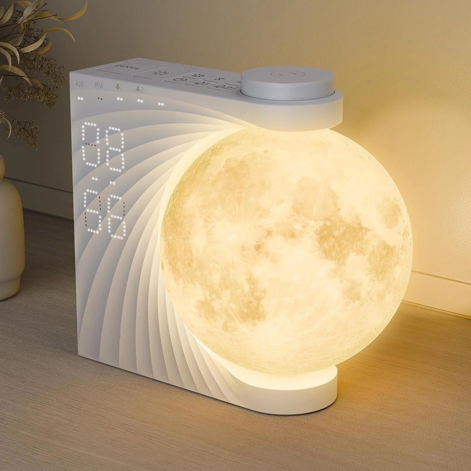 ClockOzi Sunrise Alarm Clock with 15 Nature Sounds and Moon Lamp