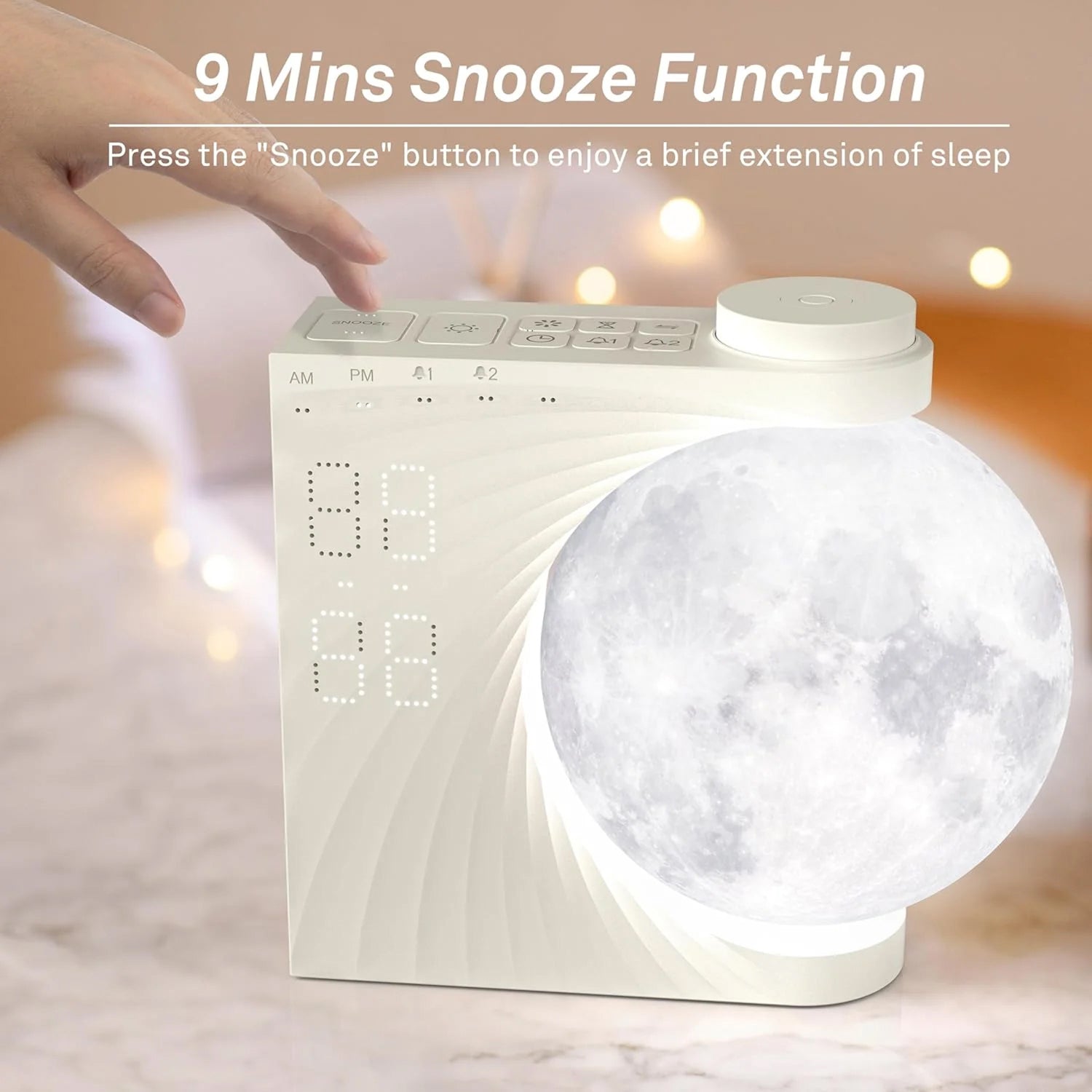 ClockOzi Sunrise Alarm Clock with 15 Nature Sounds and Moon Lamp