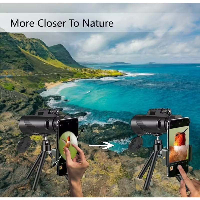 ClosiObi 80x100 High-Power Monocular with BAK4 Prism, 5-Layer Broadband Coating and HD Smartphone Photography Adapter