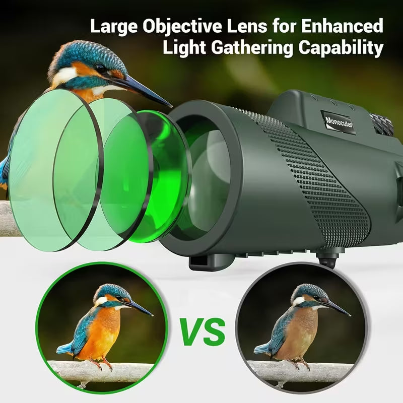 ClosiObi 80x100 High-Power Monocular with BAK4 Prism, 5-Layer Broadband Coating and HD Smartphone Photography Adapter