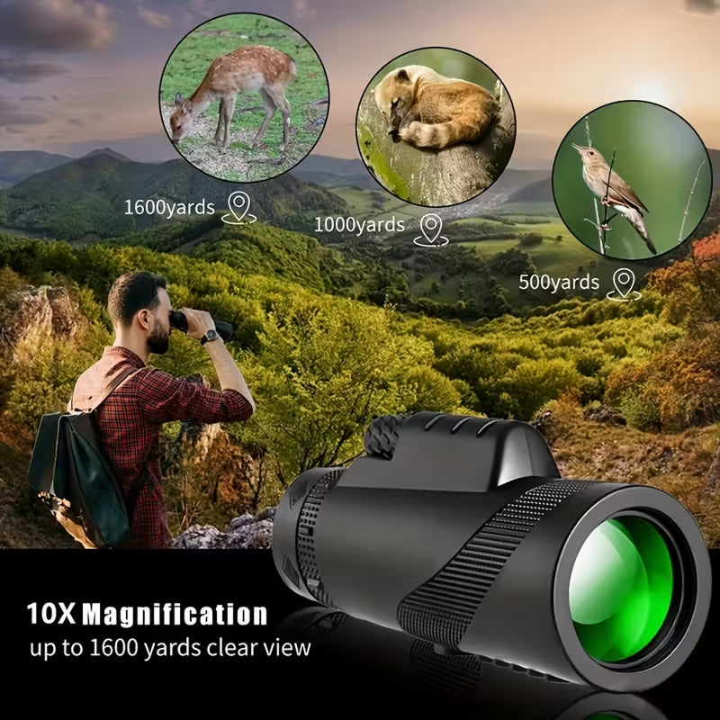 ClosiObi 80x100 High-Power Monocular with BAK4 Prism, 5-Layer Broadband Coating and HD Smartphone Photography Adapter
