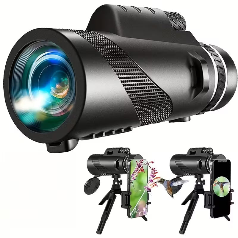 ClosiObi 80x100 High-Power Monocular with BAK4 Prism, 5-Layer Broadband Coating and HD Smartphone Photography Adapter