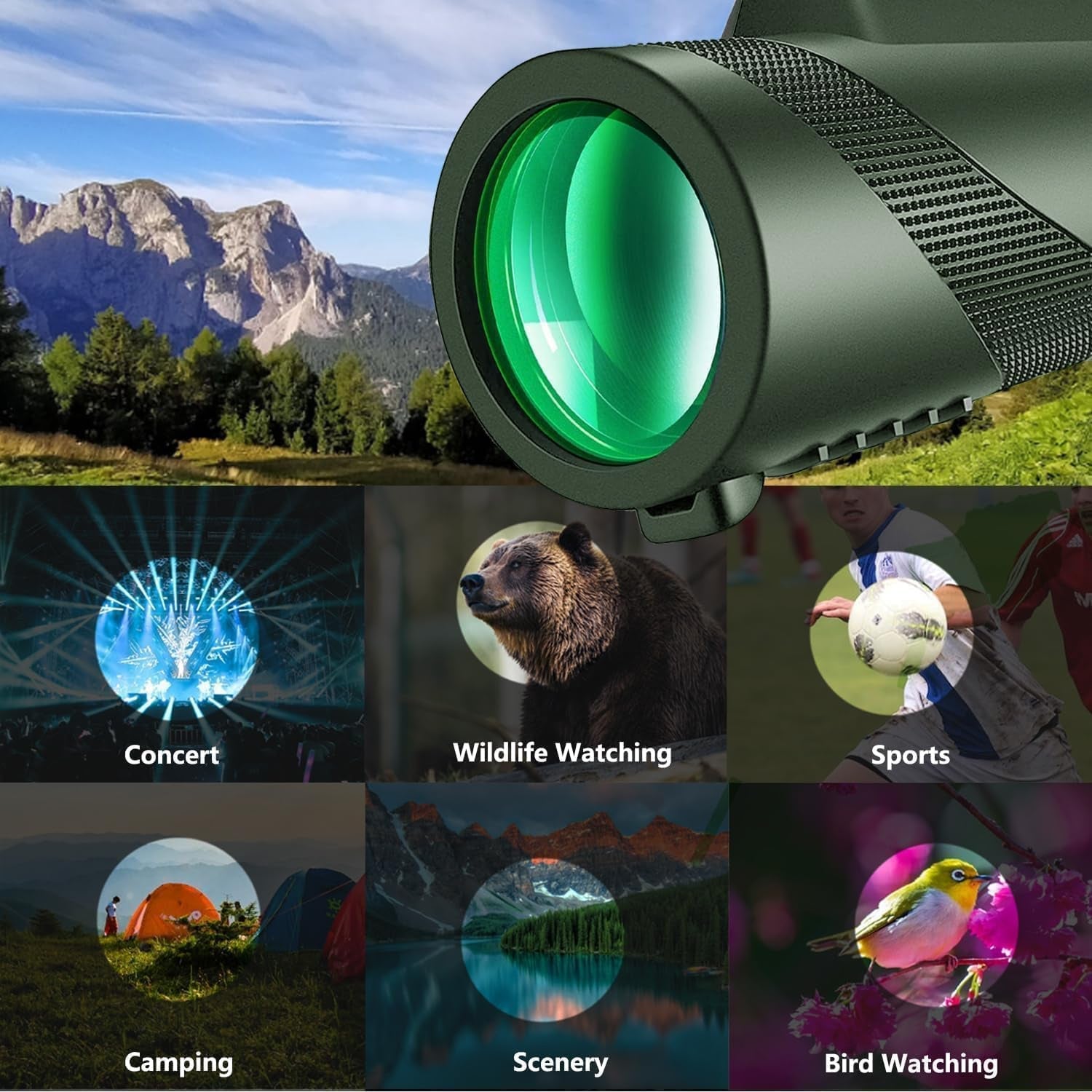 ClosiObi 80x100 High-Power Monocular with BAK4 Prism, 5-Layer Broadband Coating and HD Smartphone Photography Adapter