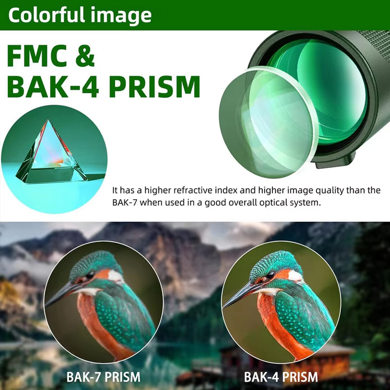 ClosiObi 80x100 High-Power Monocular with BAK4 Prism, 5-Layer Broadband Coating and HD Smartphone Photography Adapter