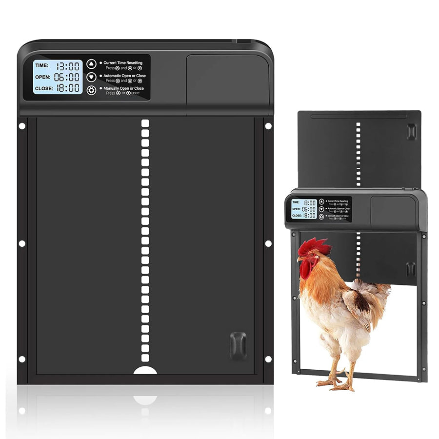 CochiKix Automatic Chicken Coop Door - Predator-Proof Aluminum Door with Anti-Pinch Safety System, LCD Timer